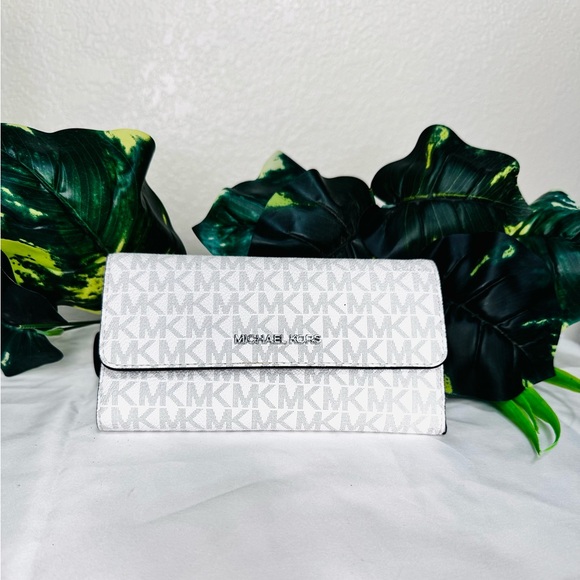 Michael Kors Handbags - Michael Kors White and Gray Logo Wallet